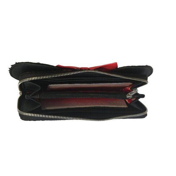 Loungefly x Disney Hard Tag Sequined Minnie Ears Zip Wallet Black Red Bow - Picture 3 of 5